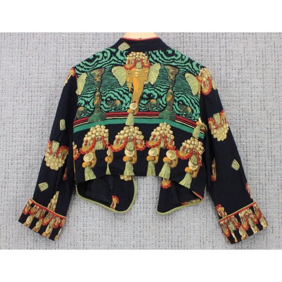 Vintage Componix Jacket Women Size 8 Black All Over Print Cropped Open Front 90s - Picture 7 of 9